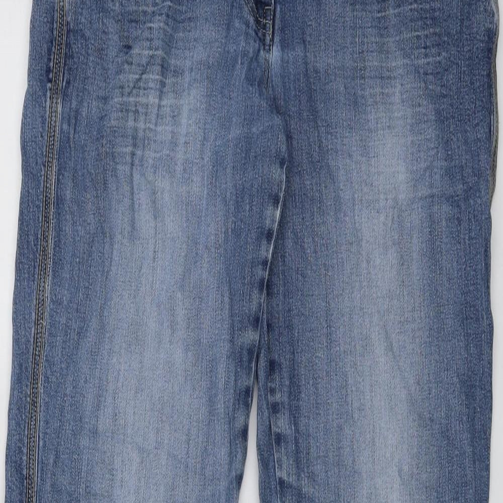 NEXT Womens Blue Cotton Bootcut Jeans Size 12 L28 in Regular Button