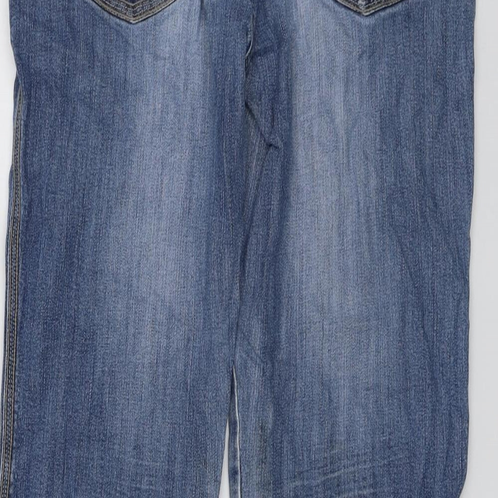 NEXT Womens Blue Cotton Bootcut Jeans Size 12 L28 in Regular Button
