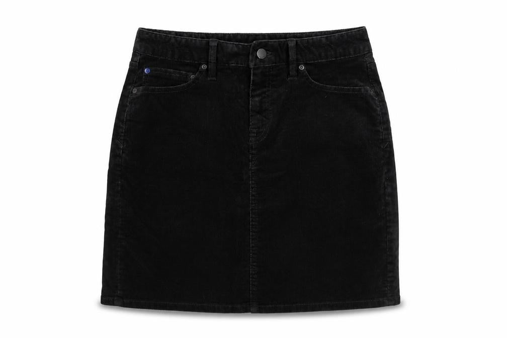 Front view of Gap women’s grey cotton a-line skirt, size UK 6, button