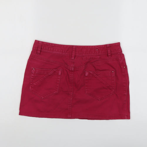 H&M Womens Pink Cotton Mini Skirt Size 10 Button