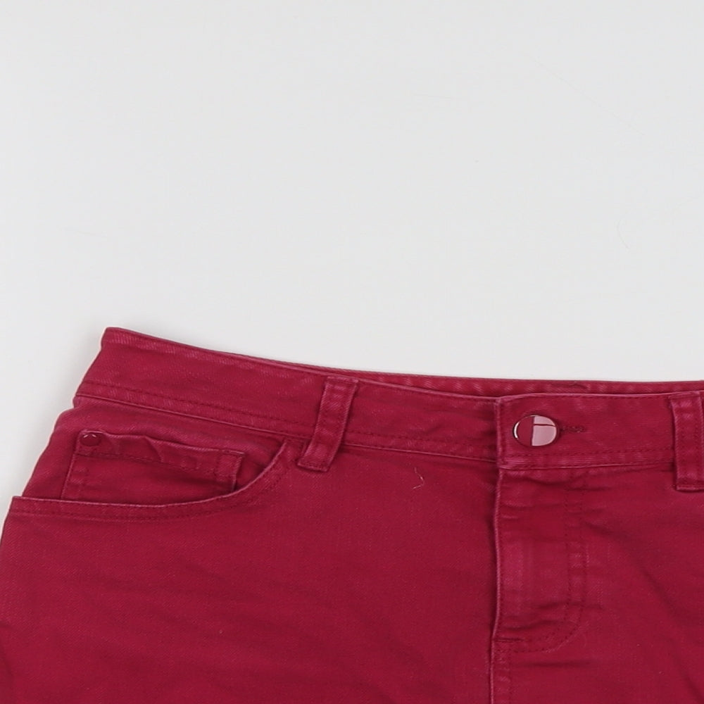 H&M Womens Pink Cotton Mini Skirt Size 10 Button