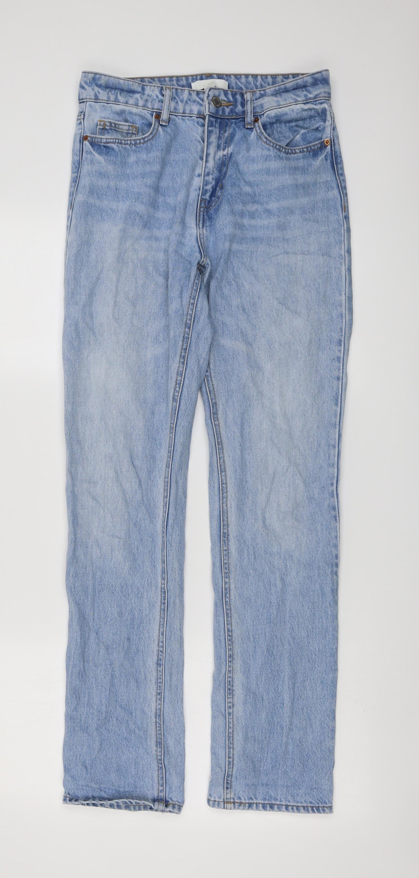H&M Womens Blue Cotton Straight Jeans Size 6 L30 in Regular Button