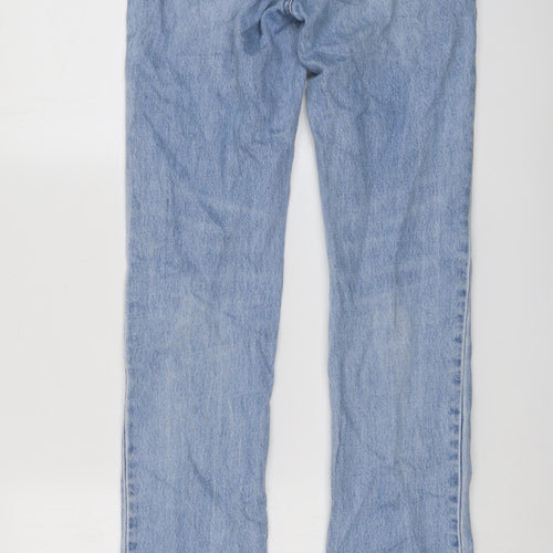 H&M Womens Blue Cotton Straight Jeans Size 6 L30 in Regular Button