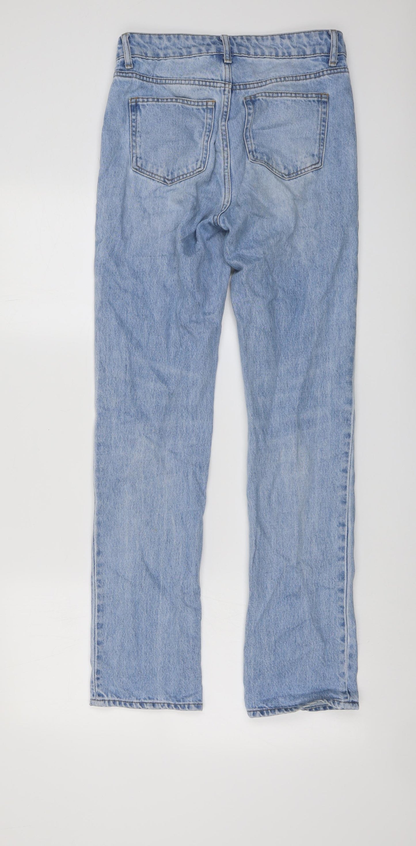 H&M Womens Blue Cotton Straight Jeans Size 6 L30 in Regular Button