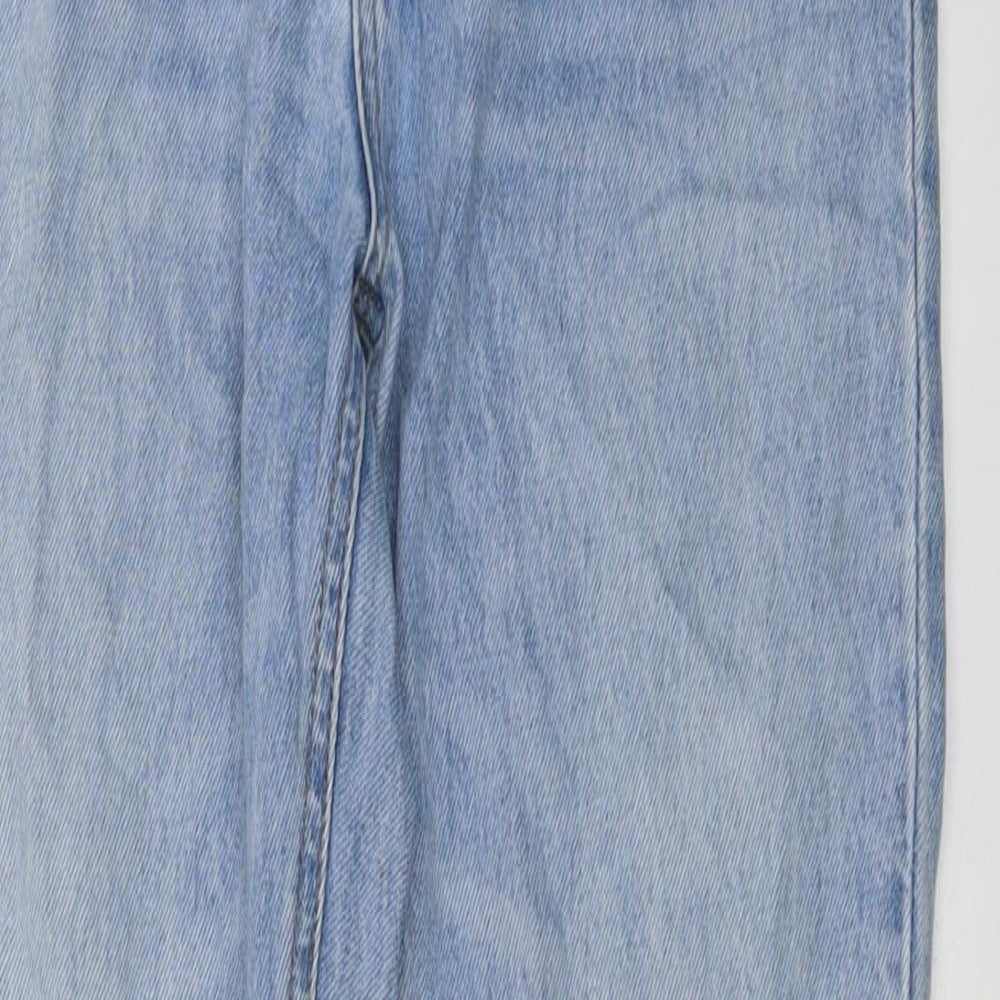 H&M Womens Blue Cotton Straight Jeans Size 6 L30 in Regular Button
