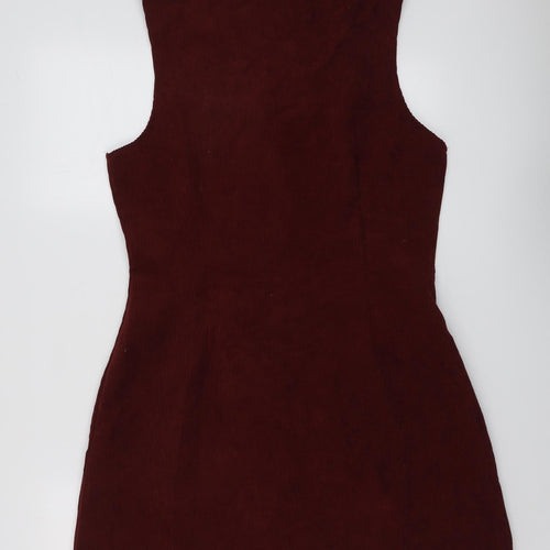 Missguided Womens Red Polyester Shift Size 14 V-Neck Snap