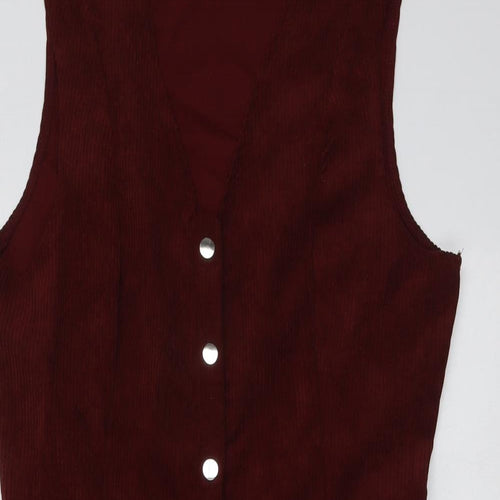 Missguided Womens Red Polyester Shift Size 14 V-Neck Snap