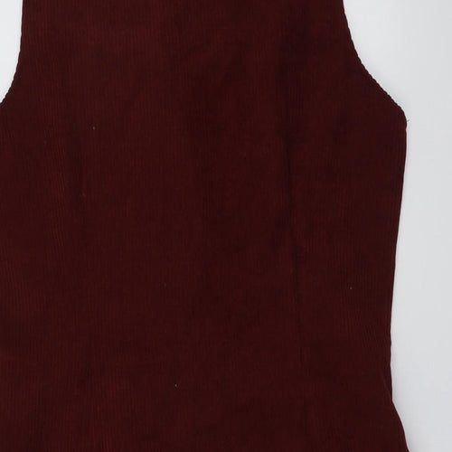 Missguided Womens Red Polyester Shift Size 14 V-Neck Snap