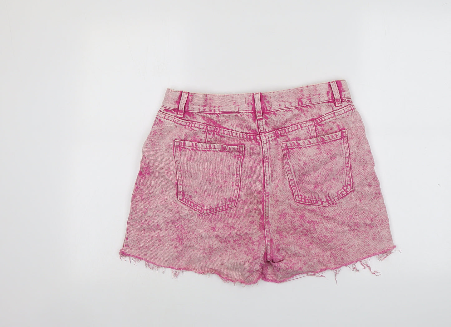 NEXT Womens Pink Cotton Cut-Off Shorts Size 12 L3 in Regular Button