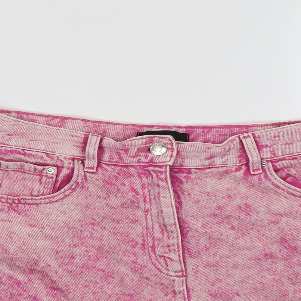 NEXT Womens Pink Cotton Cut-Off Shorts Size 12 L3 in Regular Button