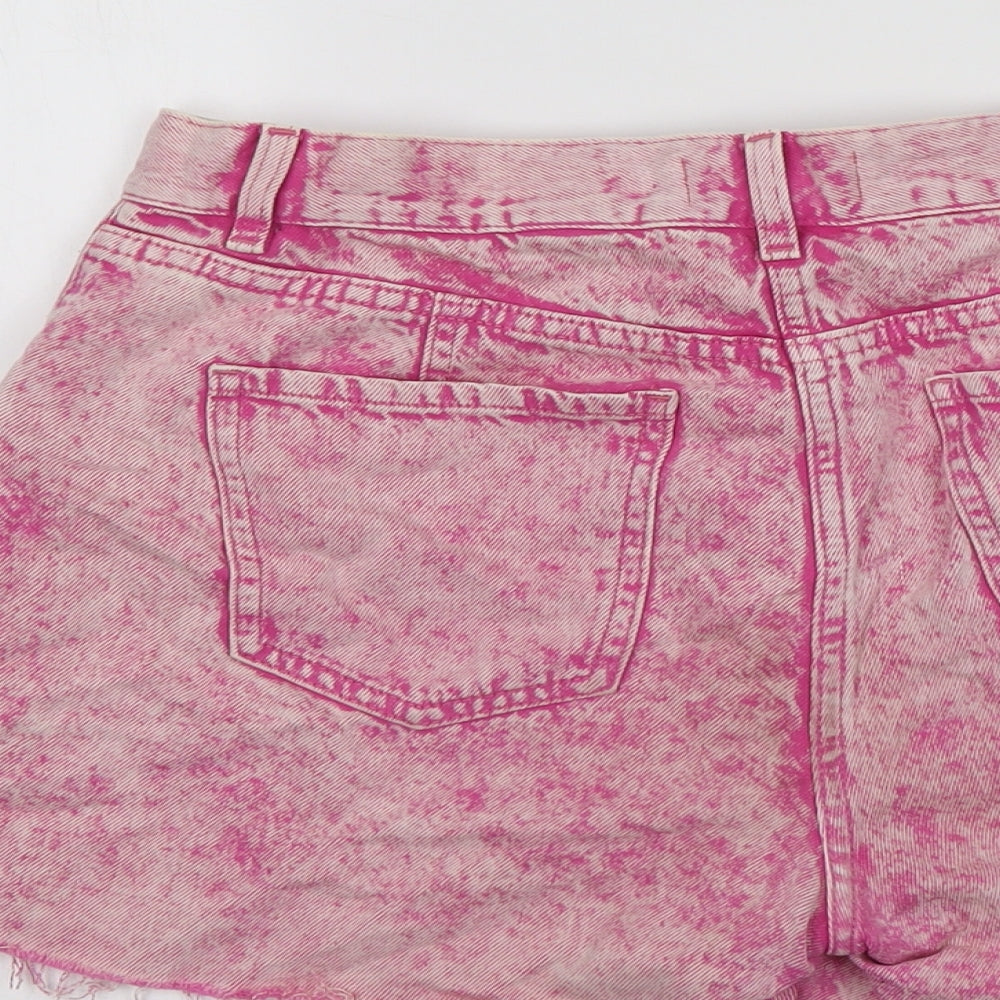 NEXT Womens Pink Cotton Cut-Off Shorts Size 12 L3 in Regular Button