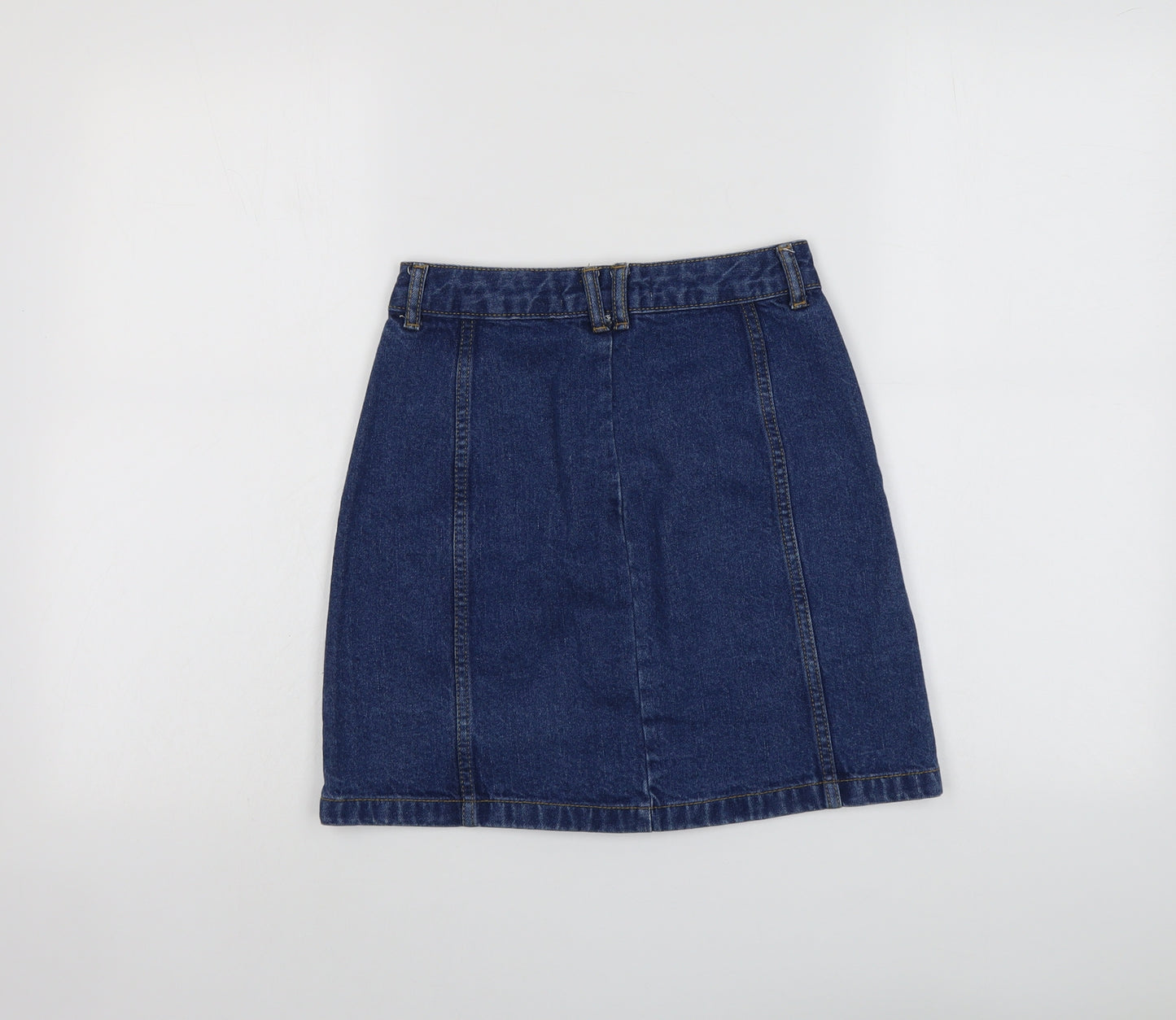 Stradivarius Womens Blue Cotton A-Line Skirt Size 4 Button