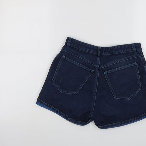NEXT Womens Blue Cotton Hot Pants Shorts Size 10 L3 in Regular Button