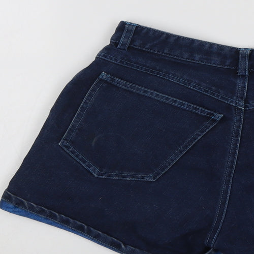 NEXT Womens Blue Cotton Hot Pants Shorts Size 10 L3 in Regular Button