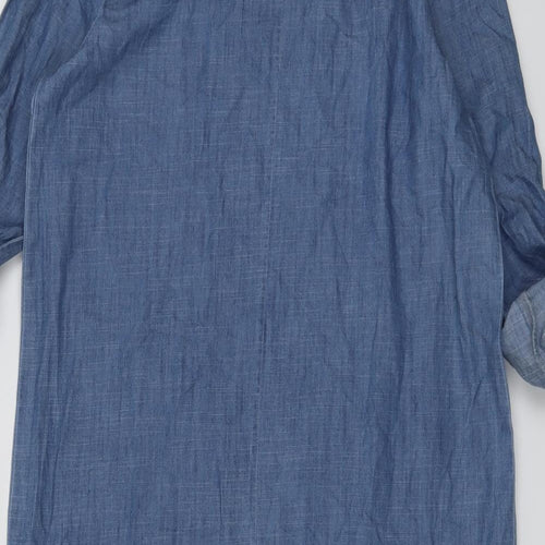 Maison de Nimes Womens Blue Cotton A-Line Size 10 Boat Neck Button