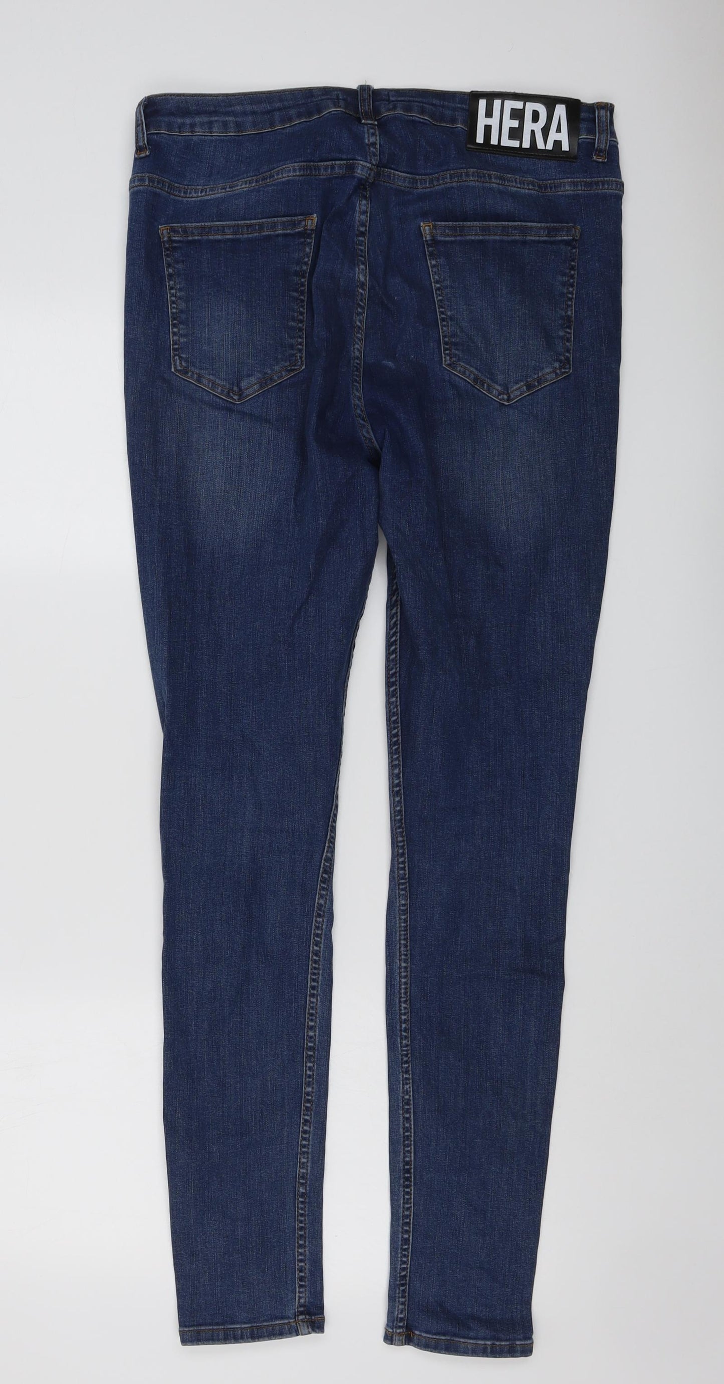 Hera Mens Blue Cotton Skinny Jeans Size 34 in L31 in Regular Button