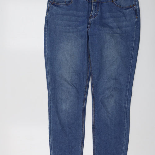 New Look Womens Blue Cotton Skinny Jeans Size 12 L27 in Regular Button