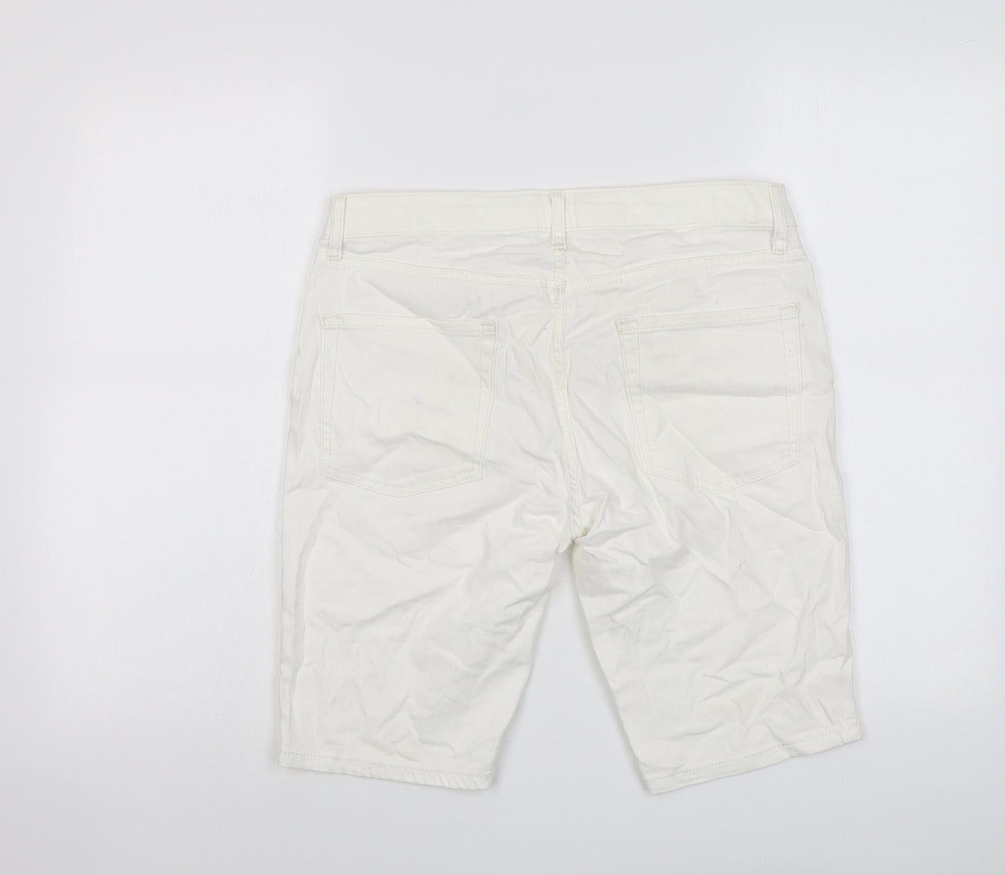 Topman Mens Ivory Cotton Chino Shorts Size 32 in L10 in Regular Button