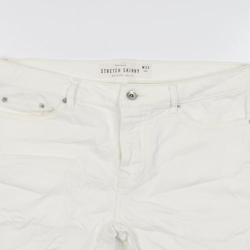 Topman Mens Ivory Cotton Chino Shorts Size 32 in L10 in Regular Button