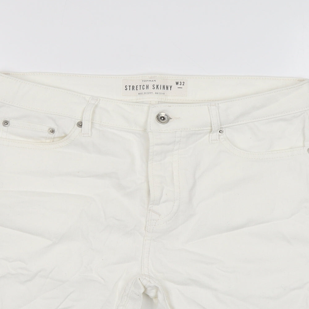 Topman Mens Ivory Cotton Chino Shorts Size 32 in L10 in Regular Button