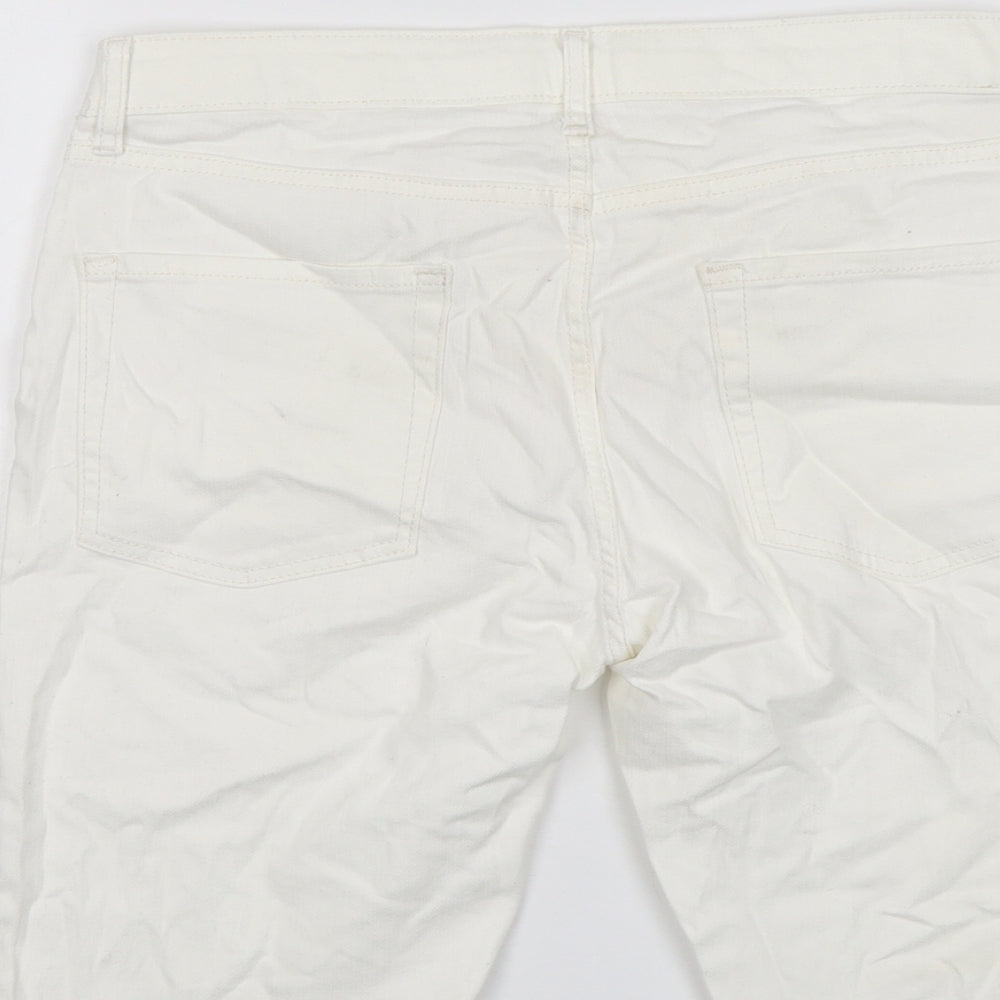 Topman Mens Ivory Cotton Chino Shorts Size 32 in L10 in Regular Button
