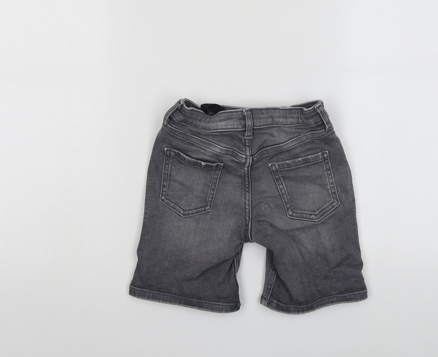 River Island Boys Grey Cotton Chino Shorts Size 3-4 Years Regular Snap - Distressed