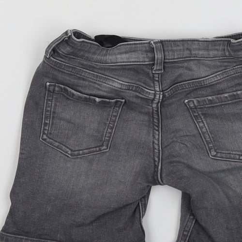 River Island Boys Grey Cotton Chino Shorts Size 3-4 Years Regular Snap - Distressed