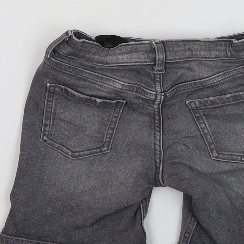 River Island Boys Grey Cotton Chino Shorts Size 3-4 Years Regular Snap - Distressed