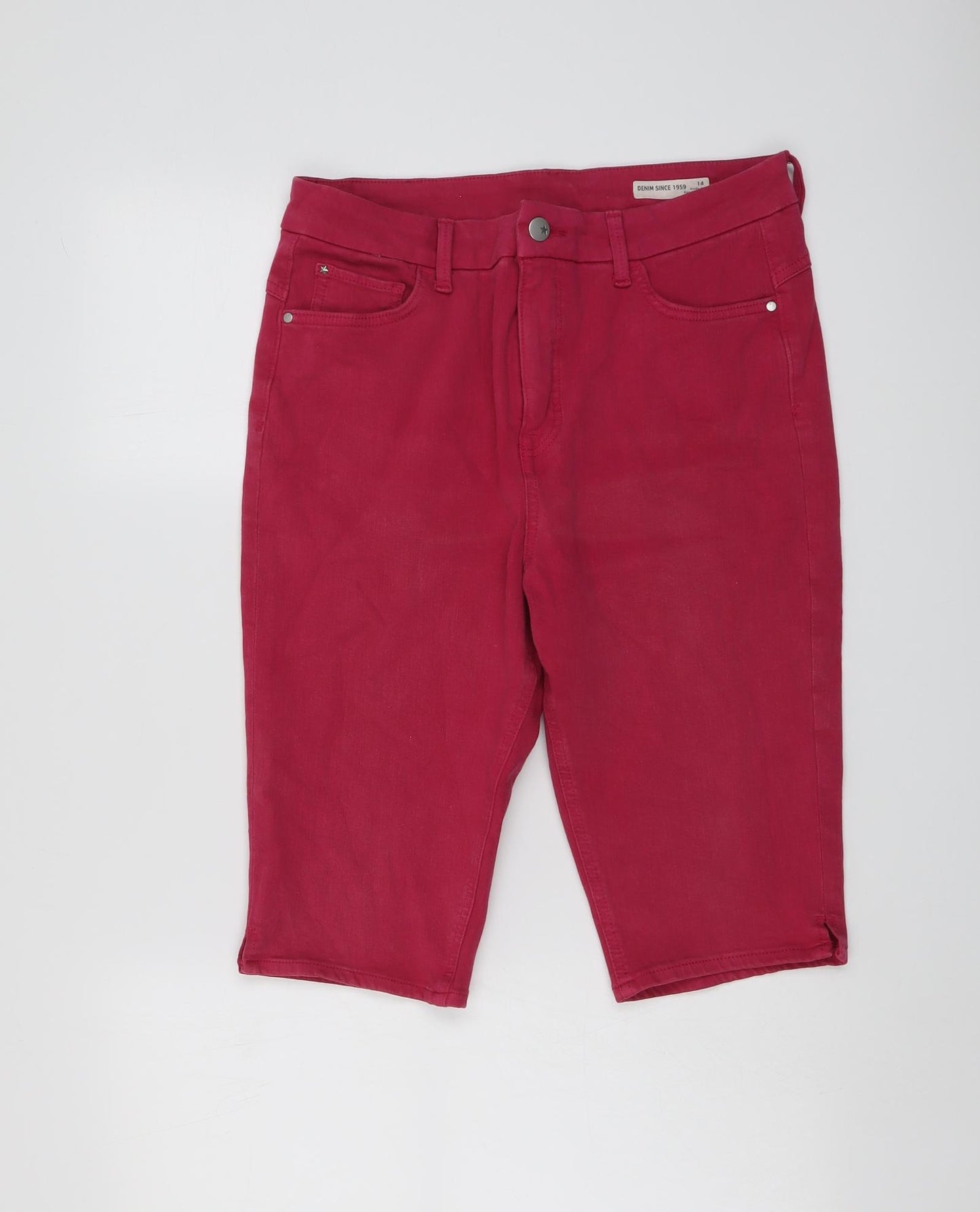 Marks and Spencer Womens Pink Cotton Skimmer Shorts Size 14 L14 in Regular Button