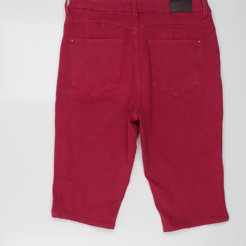 Marks and Spencer Womens Pink Cotton Skimmer Shorts Size 14 L14 in Regular Button