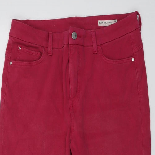 Marks and Spencer Womens Pink Cotton Skimmer Shorts Size 14 L14 in Regular Button