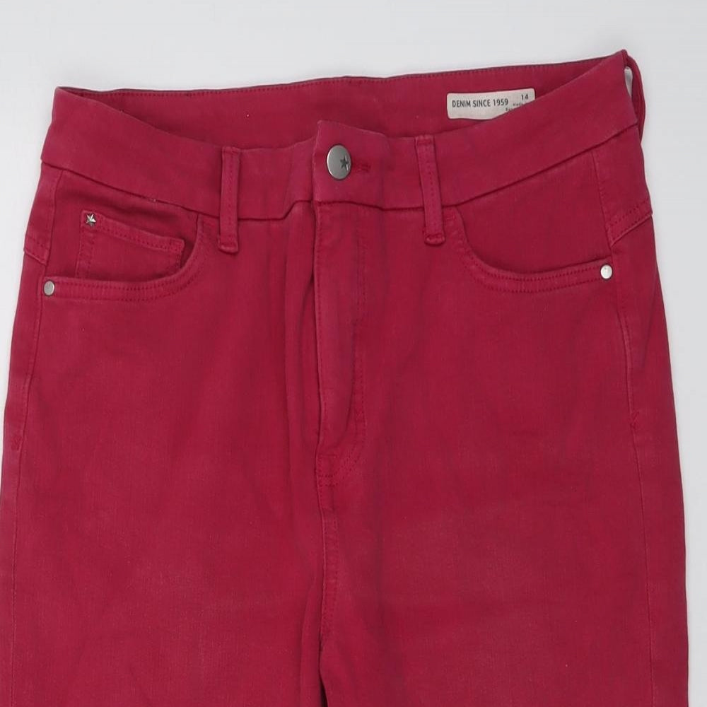 Marks and Spencer Womens Pink Cotton Skimmer Shorts Size 14 L14 in Regular Button