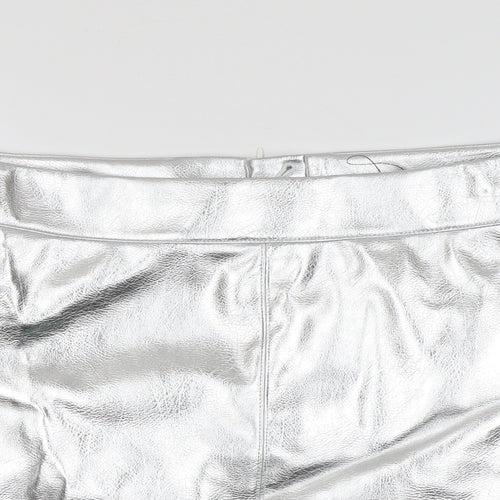 Marks and Spencer Womens Silver Polyester A-Line Skirt Size 20 Zip