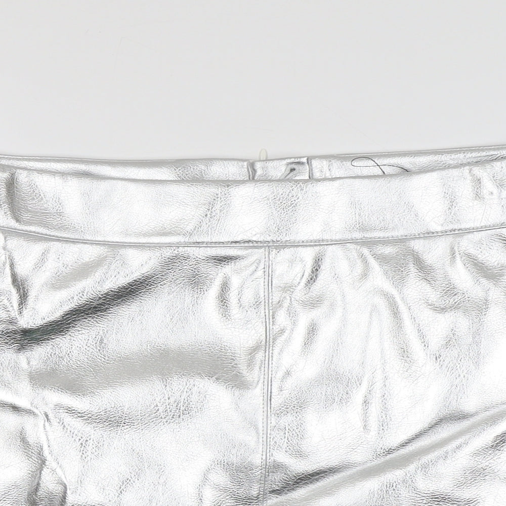 Marks and Spencer Womens Silver Polyester A-Line Skirt Size 20 Zip