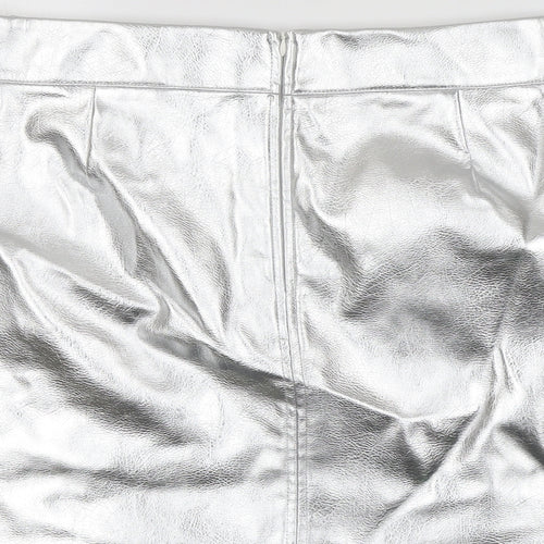 Marks and Spencer Womens Silver Polyester A-Line Skirt Size 20 Zip