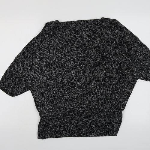 Roman Womens Black Polyamide Basic Blouse Size 12 V-Neck - Cold Shoulder Detail
