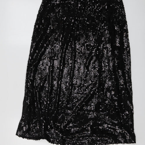 Marks and Spencer Womens Black Polyester A-Line Skirt Size 8