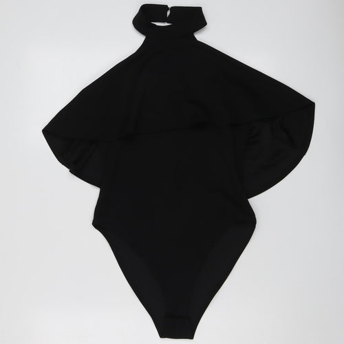 New Look Womens Black Polyester Bodysuit One-Piece Size 12 Snap