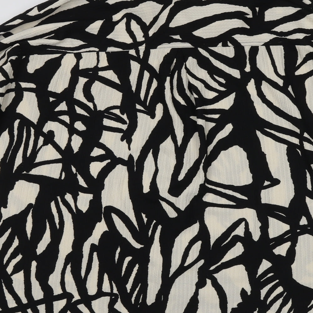 New Look Womens Black Geometric Polyester Basic Button-Up Size 20 Collared