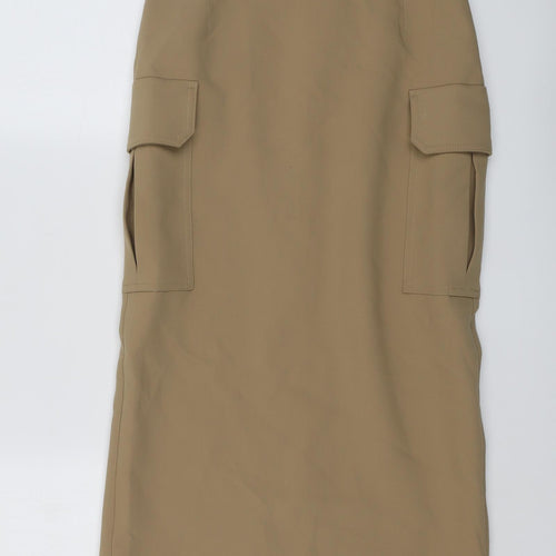 Marks and Spencer Womens Beige Polyester Cargo Skirt Size 6 Zip