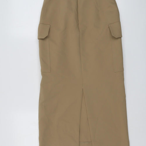 Marks and Spencer Womens Beige Polyester Cargo Skirt Size 6 Zip