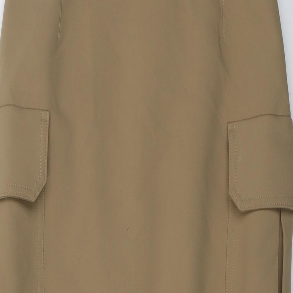 Marks and Spencer Womens Beige Polyester Cargo Skirt Size 6 Zip