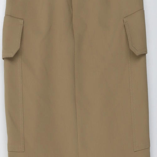 Marks and Spencer Womens Beige Polyester Cargo Skirt Size 6 Zip