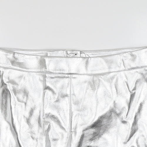 Marks and Spencer Womens Silver Polyester A-Line Skirt Size 18 Zip