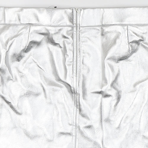 Marks and Spencer Womens Silver Polyester A-Line Skirt Size 18 Zip