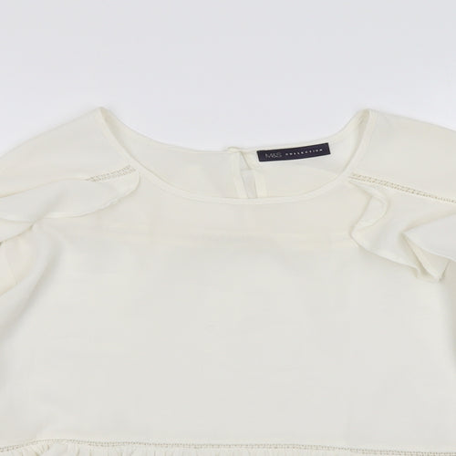 Marks and Spencer Womens Ivory Polyester Basic Blouse Size 8 Round Neck