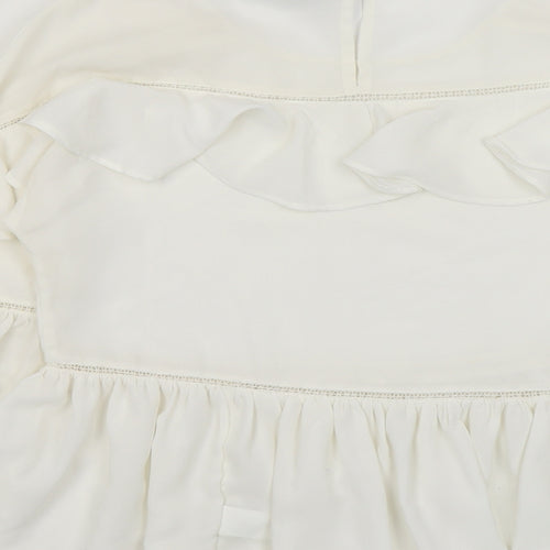 Marks and Spencer Womens Ivory Polyester Basic Blouse Size 8 Round Neck