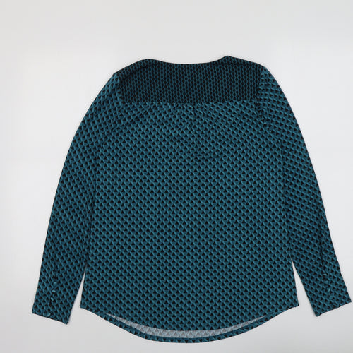 Monsoon Womens Green Geometric Viscose Basic Blouse Size 8 V-Neck