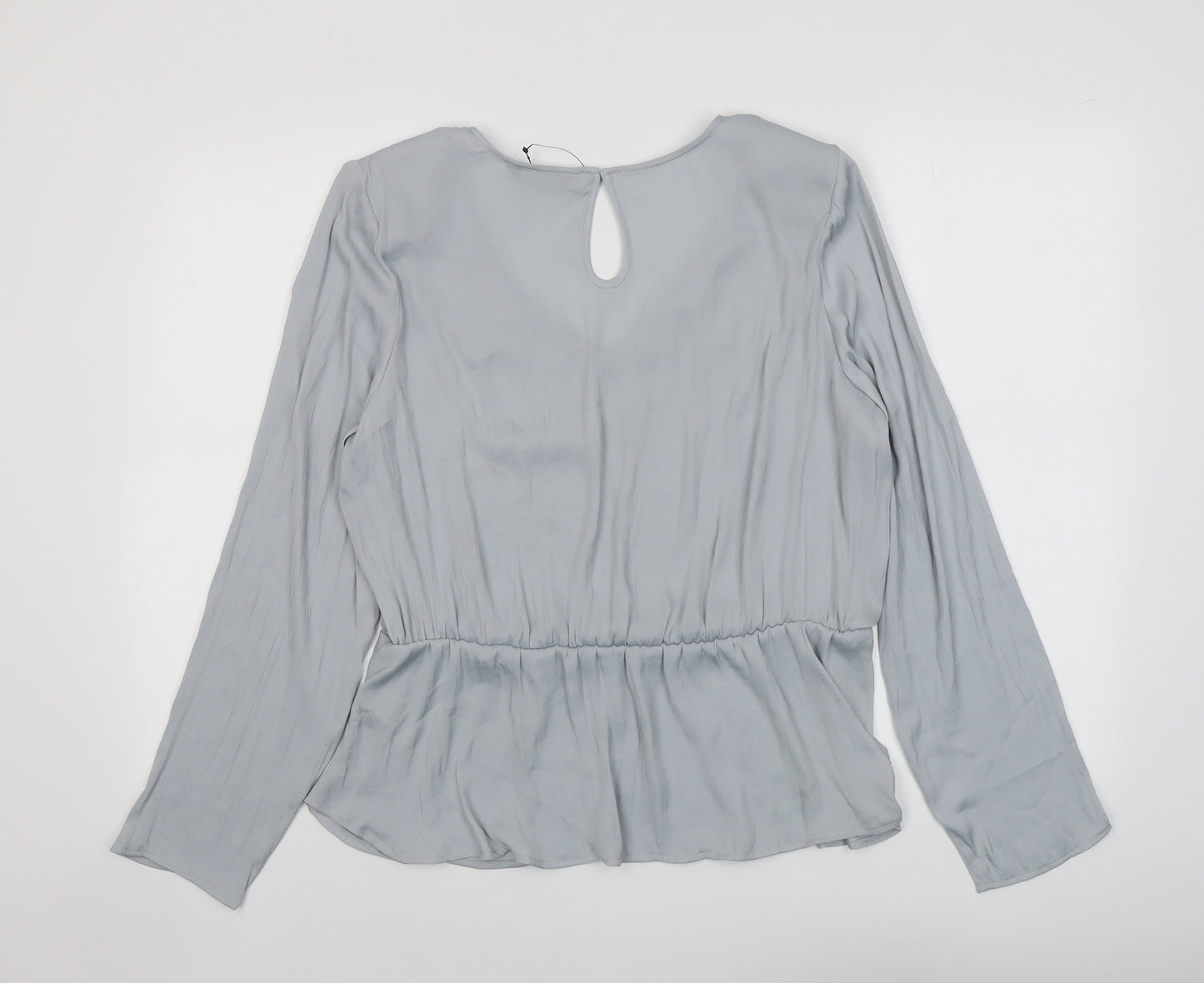 Marks and Spencer Womens Grey Polyester Basic Blouse Size 16 V-Neck