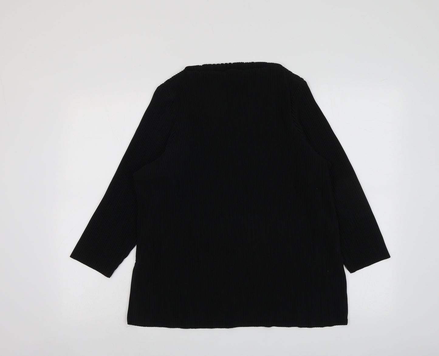 Marks and Spencer Womens Black Polyester Basic Blouse Size 16 Round Neck